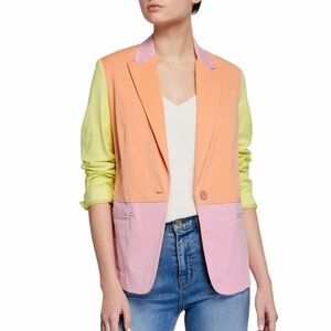 Tanya Taylor Darwin Sunwashed Color-blocked Single Button Blazer Size 12